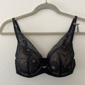 NWT aerie Plunge Black Lace Bra